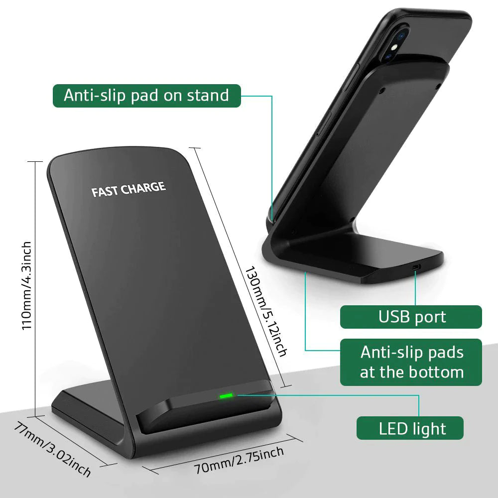 Wireless Fast Charger Charging Pad Stand Dock for iPhone and Android