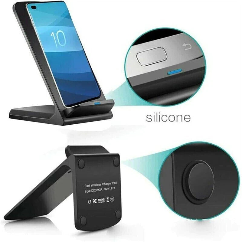 Wireless Fast Charger Charging Pad Stand Dock for iPhone and Android