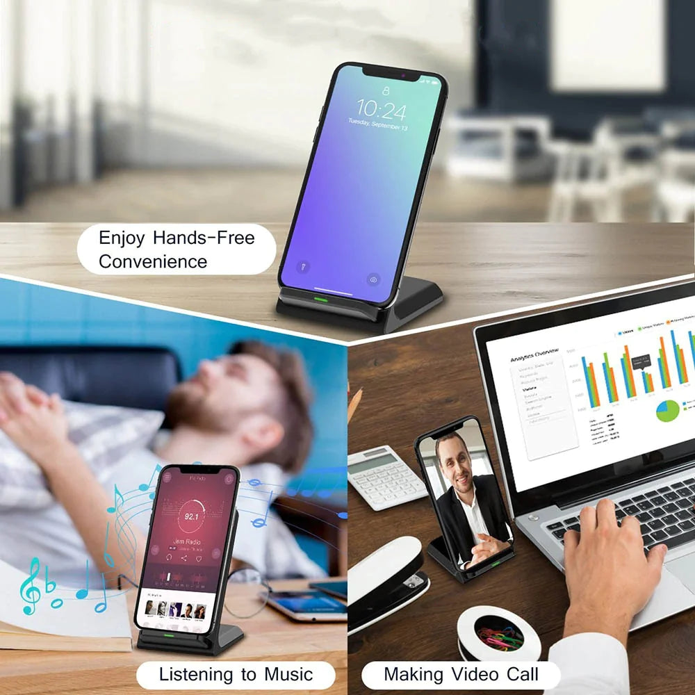 Wireless Fast Charger Charging Pad Stand Dock for iPhone and Android