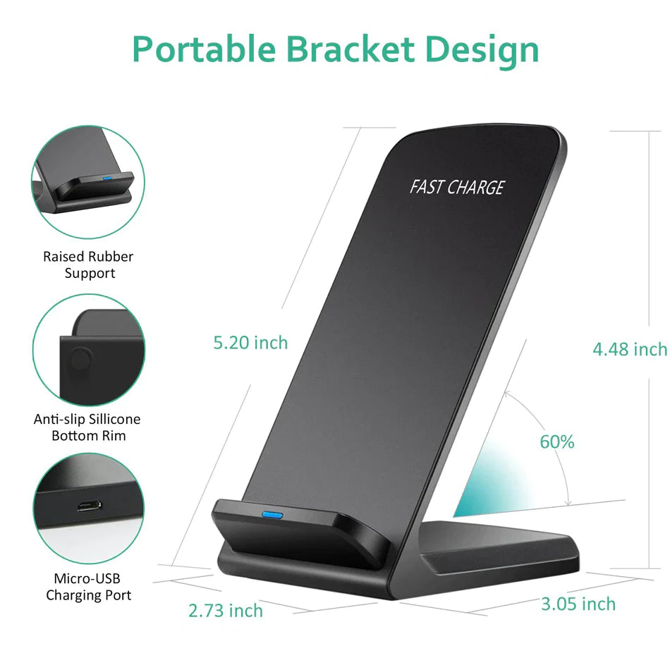 Wireless Fast Charger Charging Pad Stand Dock for iPhone and Android