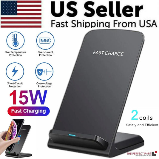 Wireless Fast Charger Charging Pad Stand Dock for iPhone and Android