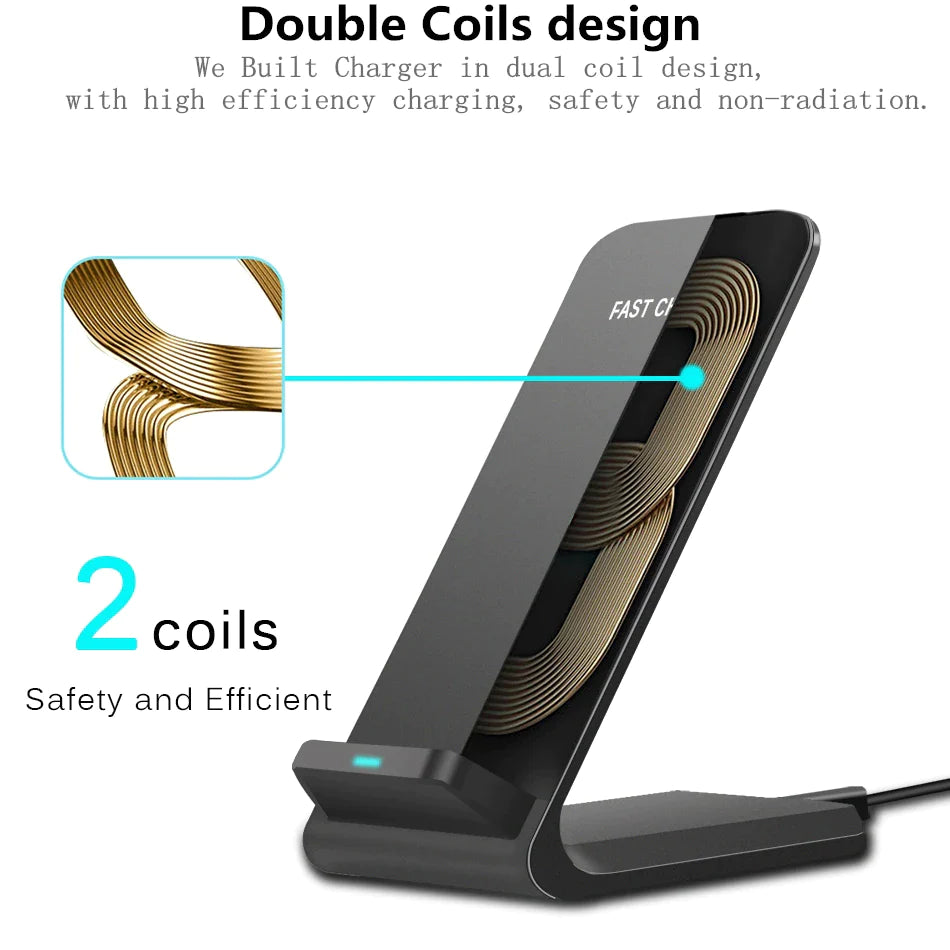 Wireless Fast Charger Charging Pad Stand Dock for iPhone and Android