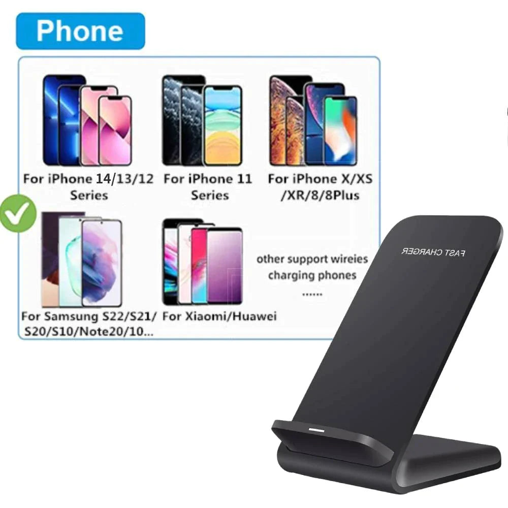 Wireless Fast Charger Charging Pad Stand Dock for iPhone and Android