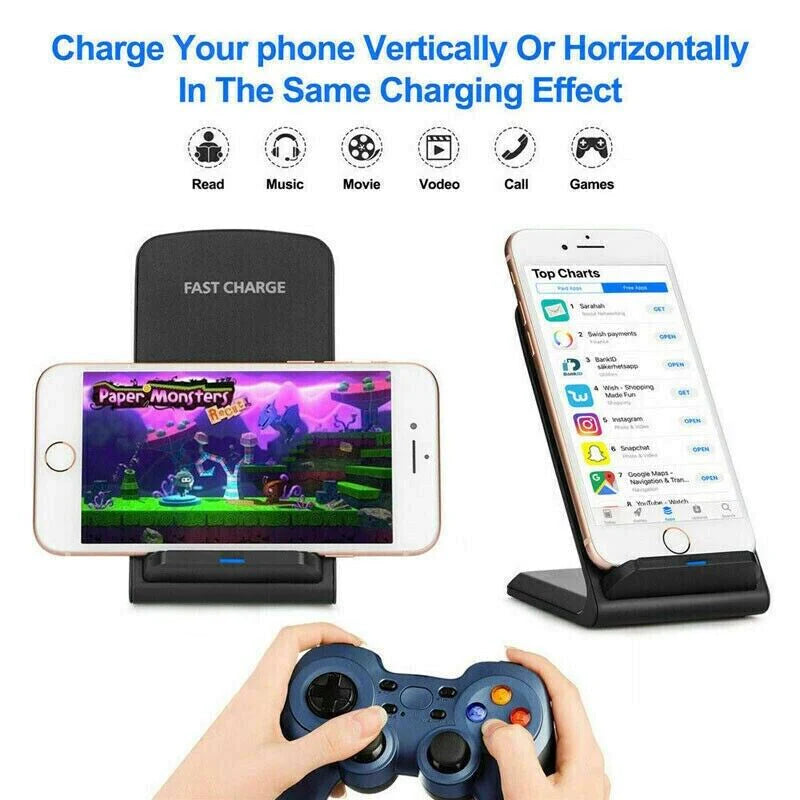 Wireless Fast Charger Charging Pad Stand Dock for iPhone and Android